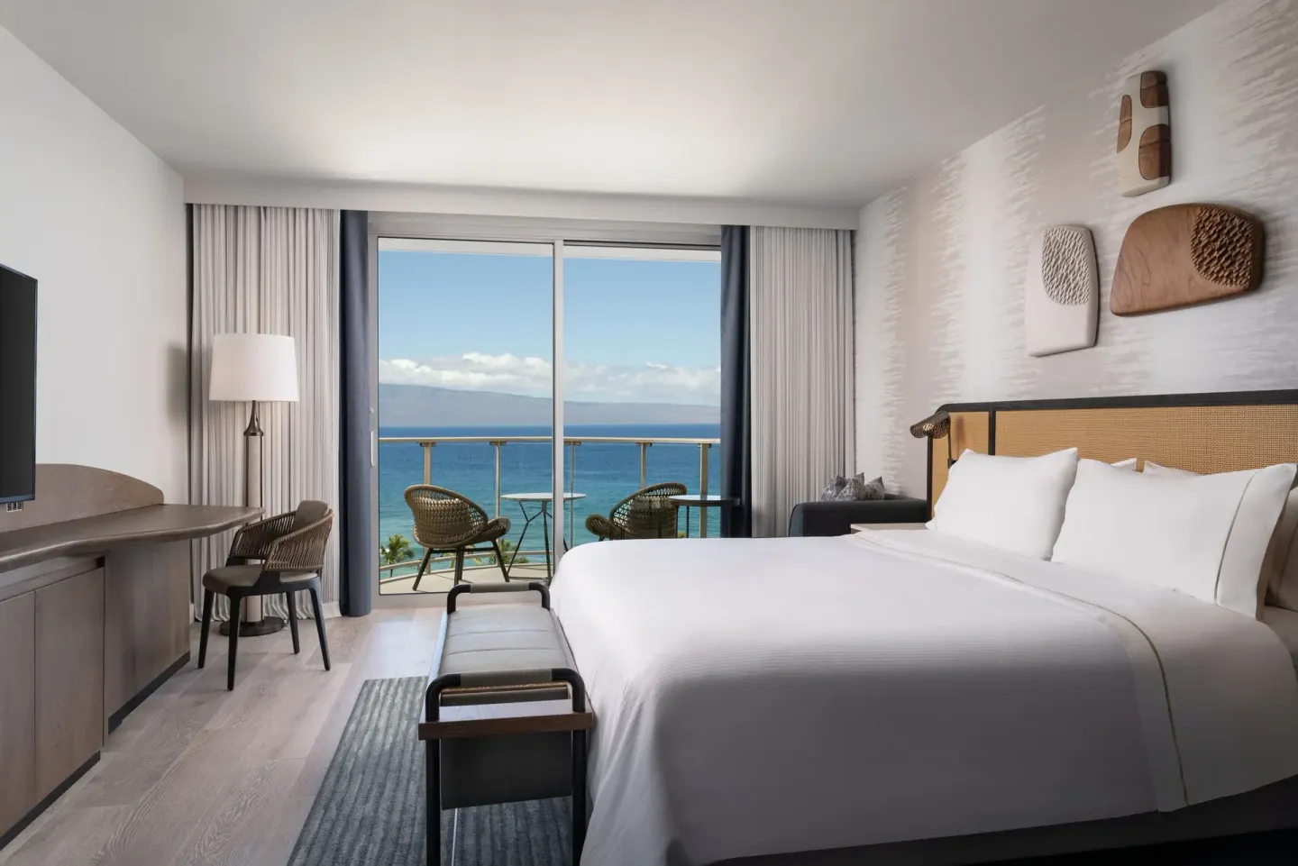 Presidential Suite bedroom with ocean-view balcony at The Westin Maui Resort & Spa, Ka'anapali.