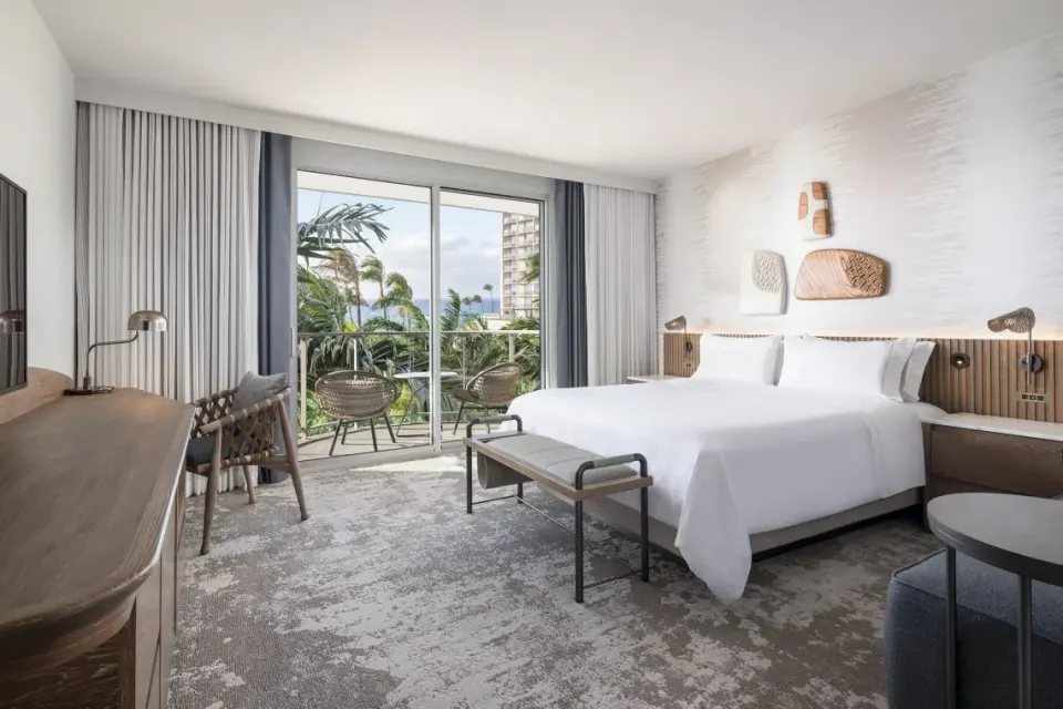 Ocean-view king guest room with balcony at The Westin Maui Resort & Spa, Ka'anapali.