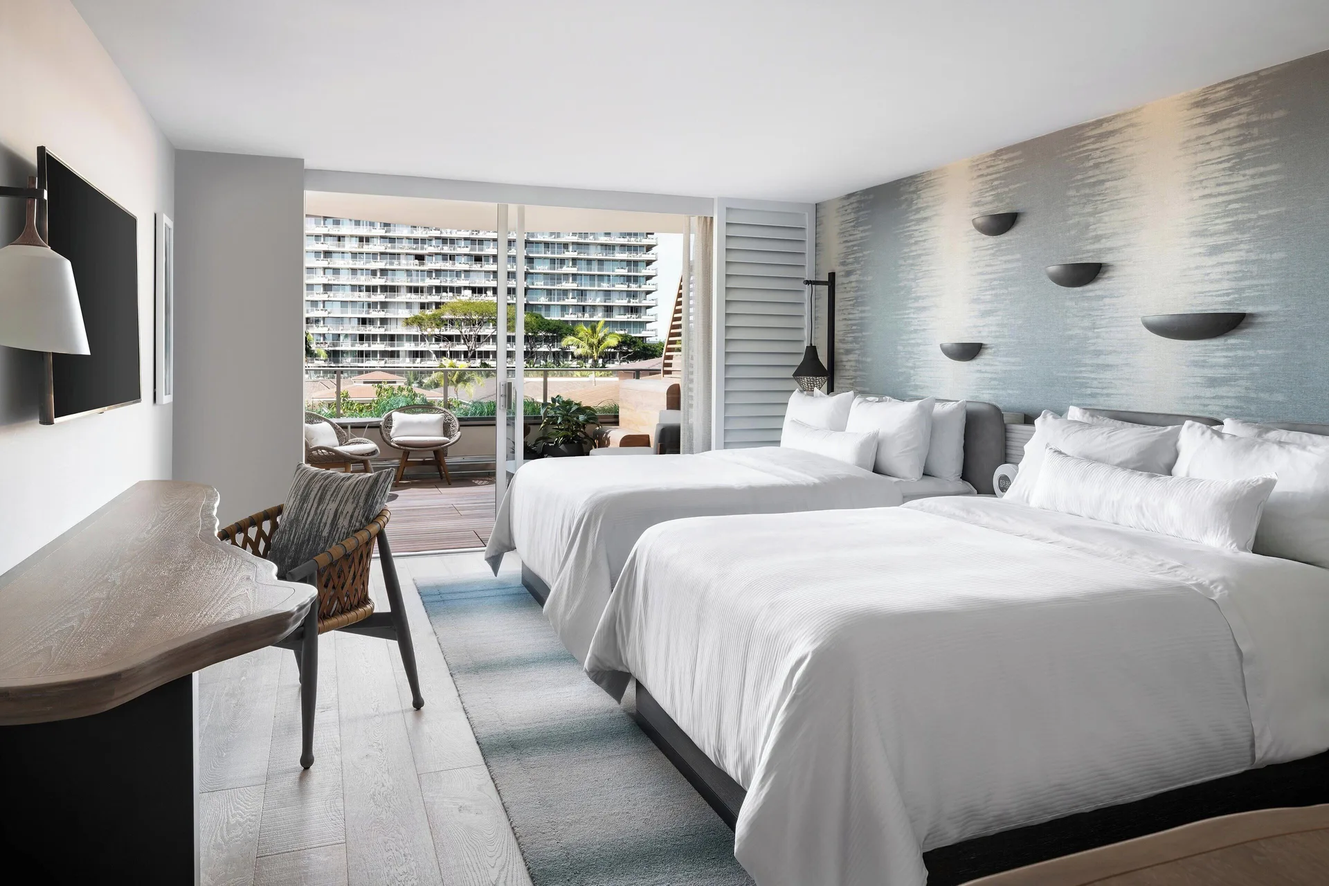 Two-bed Hokupa'a Tower guest room with lanai at The Westin Maui Resort & Spa, Ka'anapali.