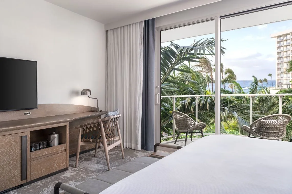 Ocean View king room with balcony seating at The Westin Maui Resort & Spa, Ka'anapali.
