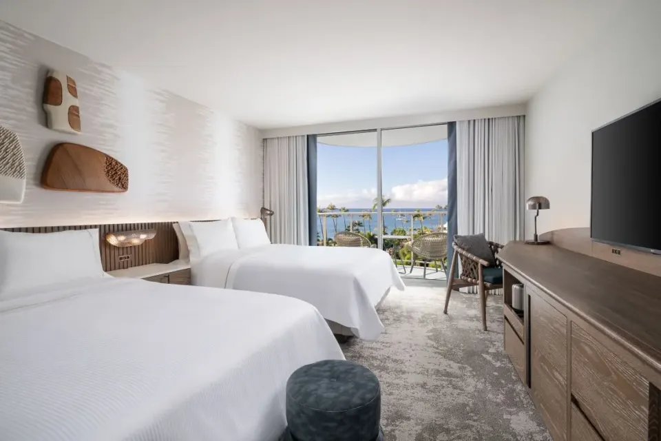 Two-bed Superior Ocean View room at The Westin Maui Resort & Spa, Ka'anapali with ocean-facing balcony.