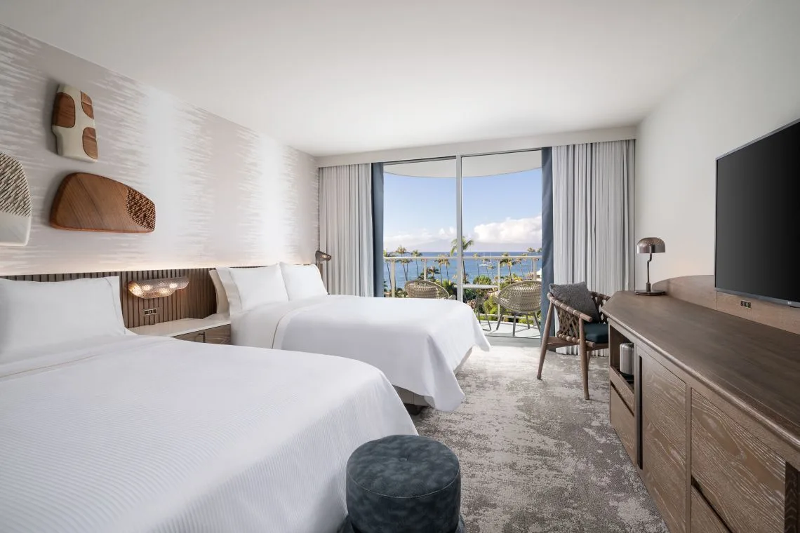 Two-bed Superior Ocean View room at The Westin Maui Resort & Spa, Ka'anapali with ocean-facing balcony.