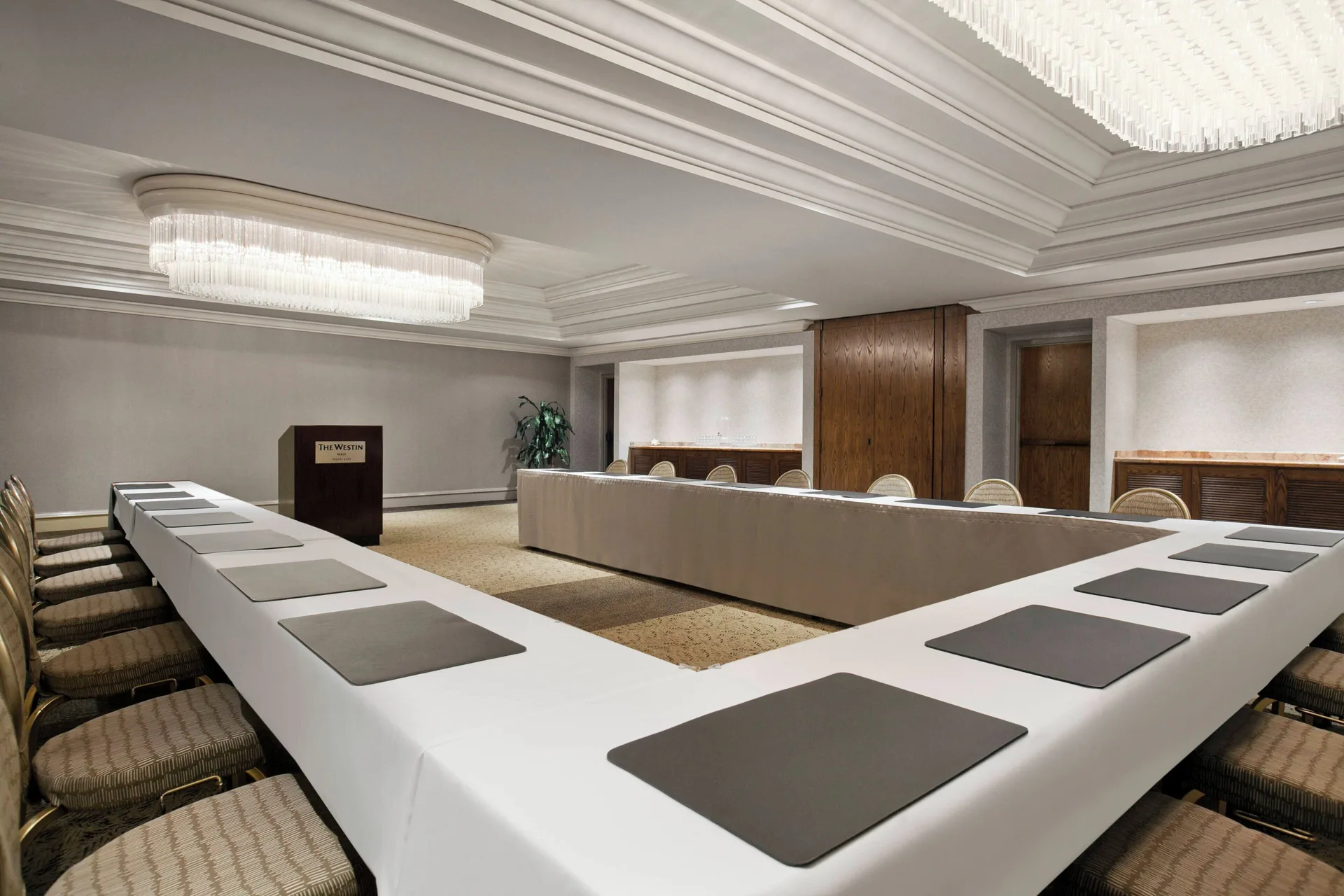 U-shaped meeting room setup at The Westin Maui Resort & Spa, Ka'anapali.