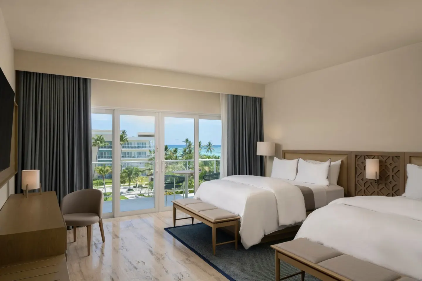Traditional Room with two beds and balcony ocean view at The Westin Puntacana Resort.