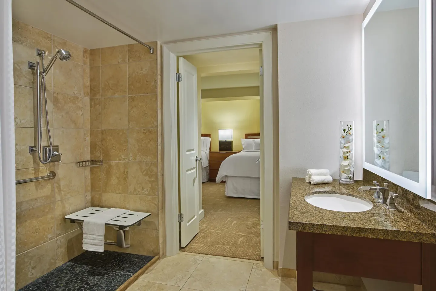Accessible bathroom with roll-in shower at The Westin St. John Resort Villas.