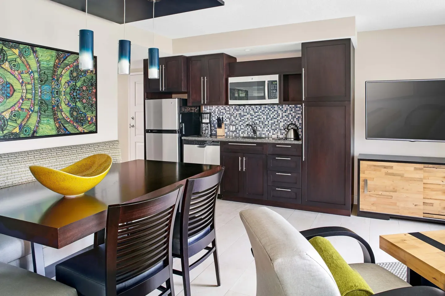Studio dining table and kitchenette at The Westin St. John Resort Villas.