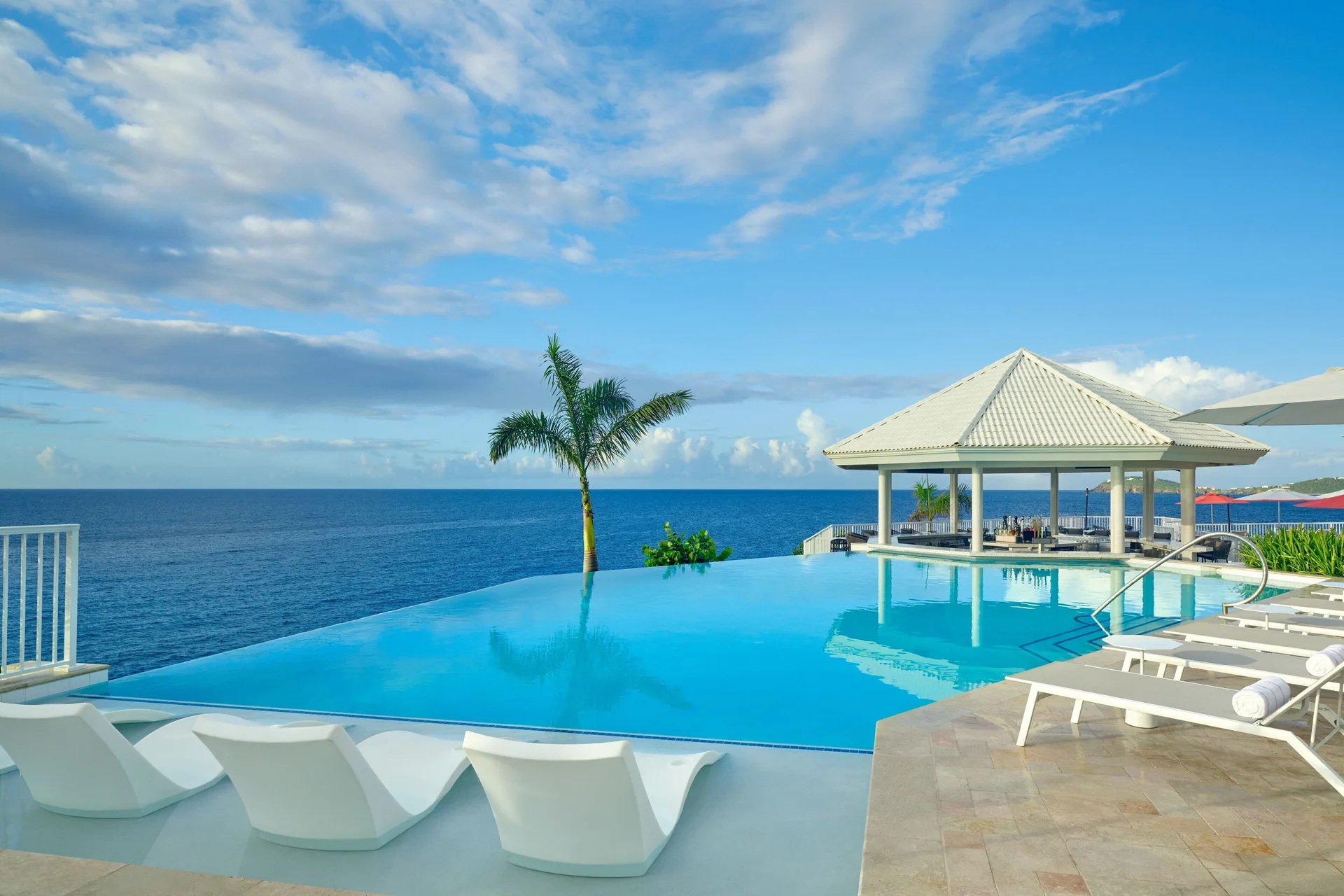 Infinity pool with ocean views at The Westin St. Thomas Beach Resort & Spa.