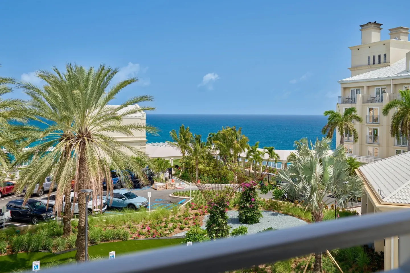 Partial ocean view from a guest room balcony at The Westin St. Thomas Beach Resort & Spa.