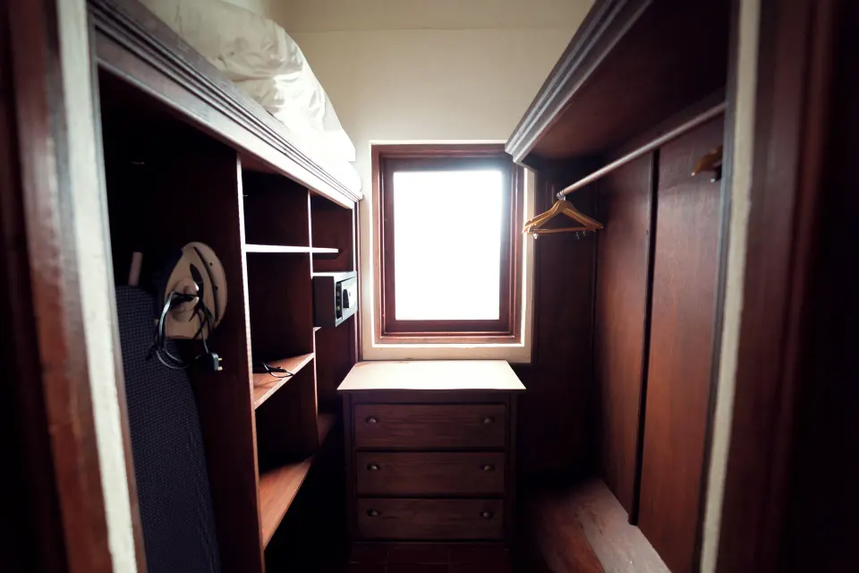 Ocean View Cottage with Pool closet at Ti Kaye Resort & Spa with shelves, hangers, and drawers.