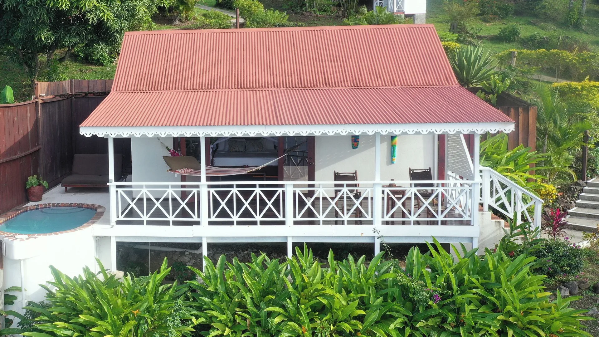 Ocean View Cottage with private plunge pool and veranda at Ti Kaye Resort & Spa.