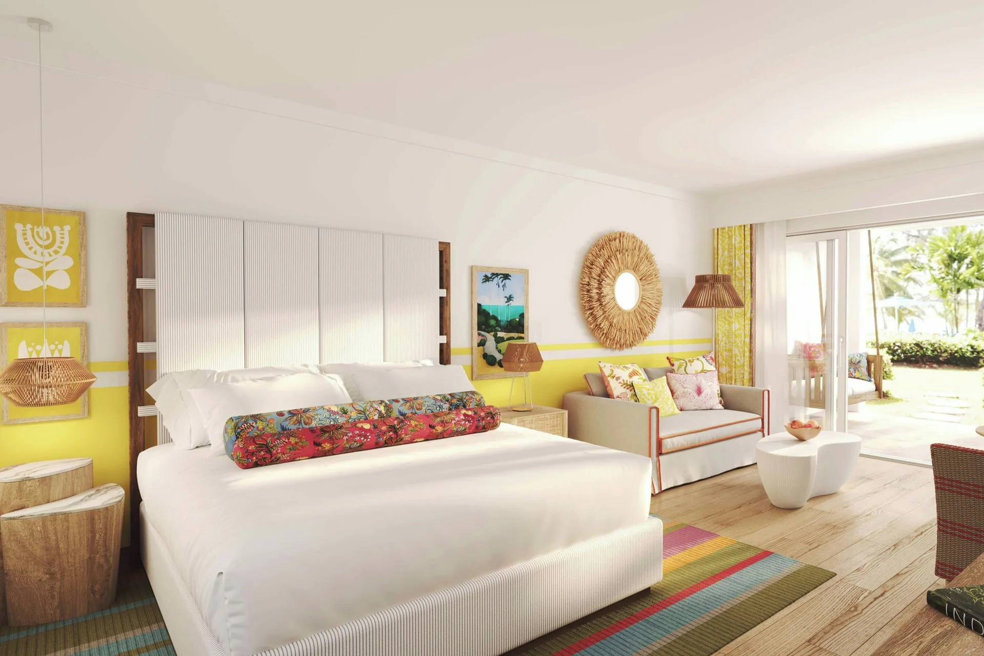 Junior Suite at Turtle Beach with king bed, sofa bed, and garden view in Barbados.