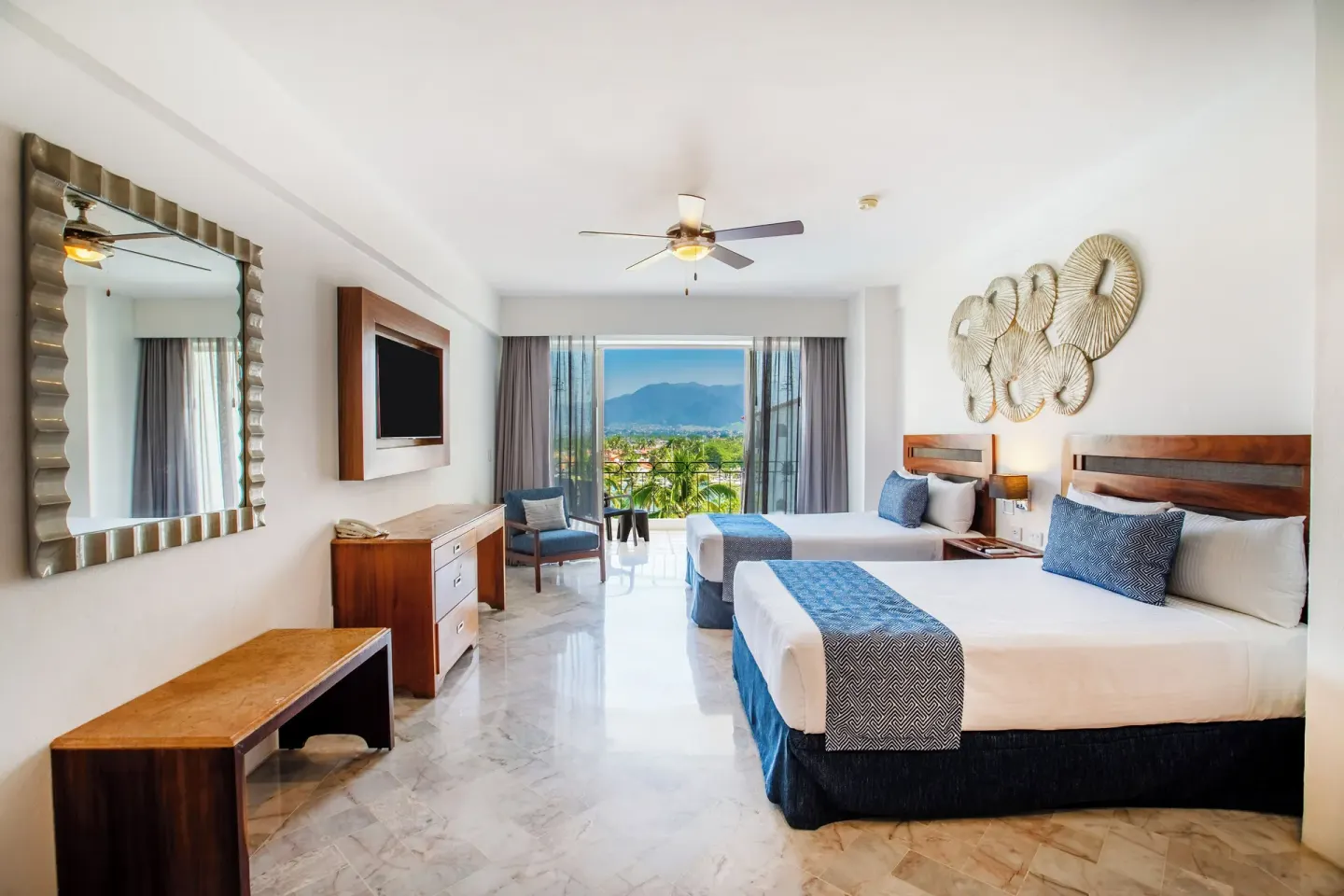 Superior Con Balcón room with two beds and mountain-view balcony at Vamar Vallarta Marina and Beach Resort.