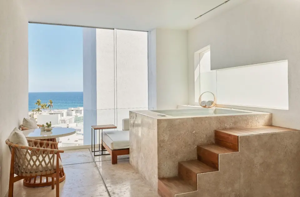 Junior Suite terrace plunge pool with ocean view at Viceroy Los Cabos.