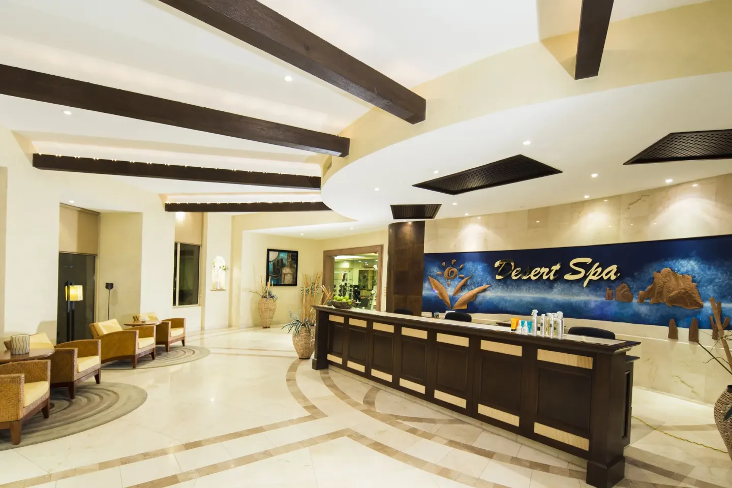 Desert Spa reception desk at Villa del Arco Beach Resort & Spa Cabo San Lucas.