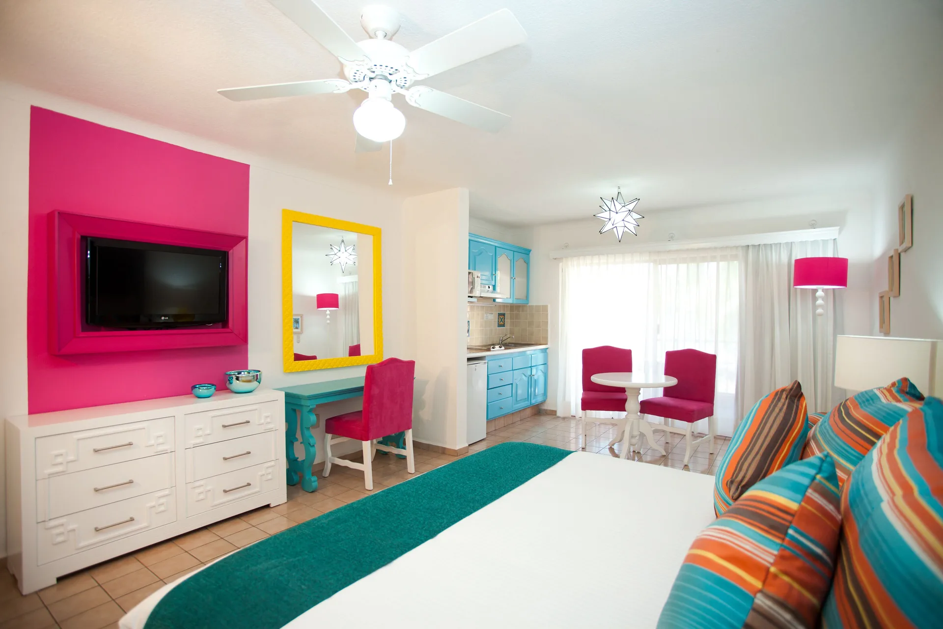 Junior Suite king bed with kitchenette at Villa del Palmar Beach Resort and Spa, Puerto Vallarta.
