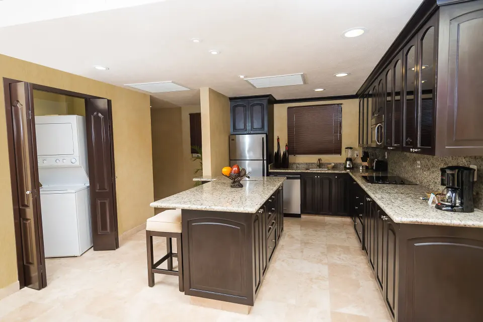 Full kitchen in the Two Bedroom Penthouse at Villa del Palmar Cancun Beach Resort & Spa.