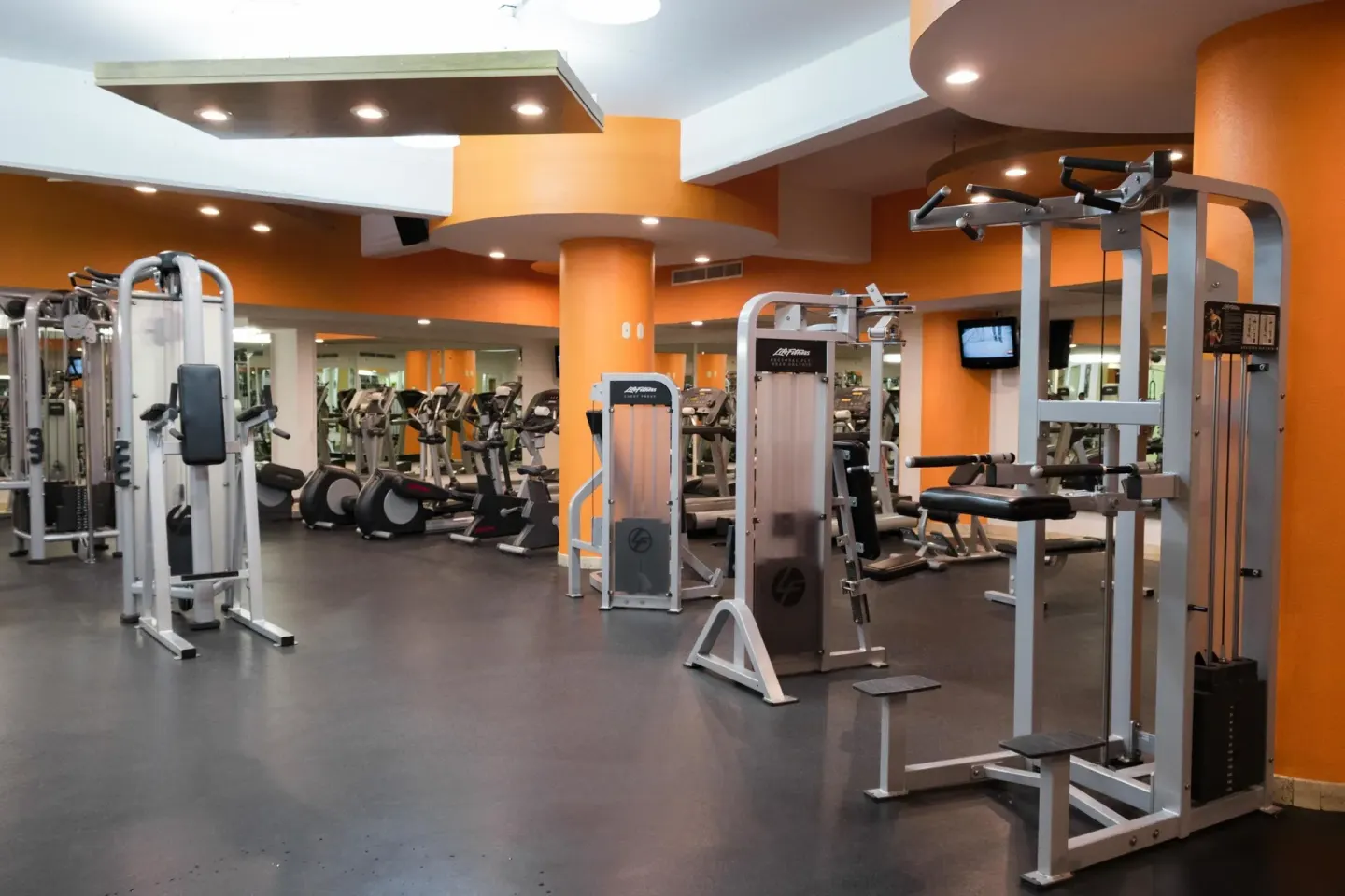 Fitness center strength and cardio machines at Villa Del Palmar Flamingos Beach Resort and Spa.