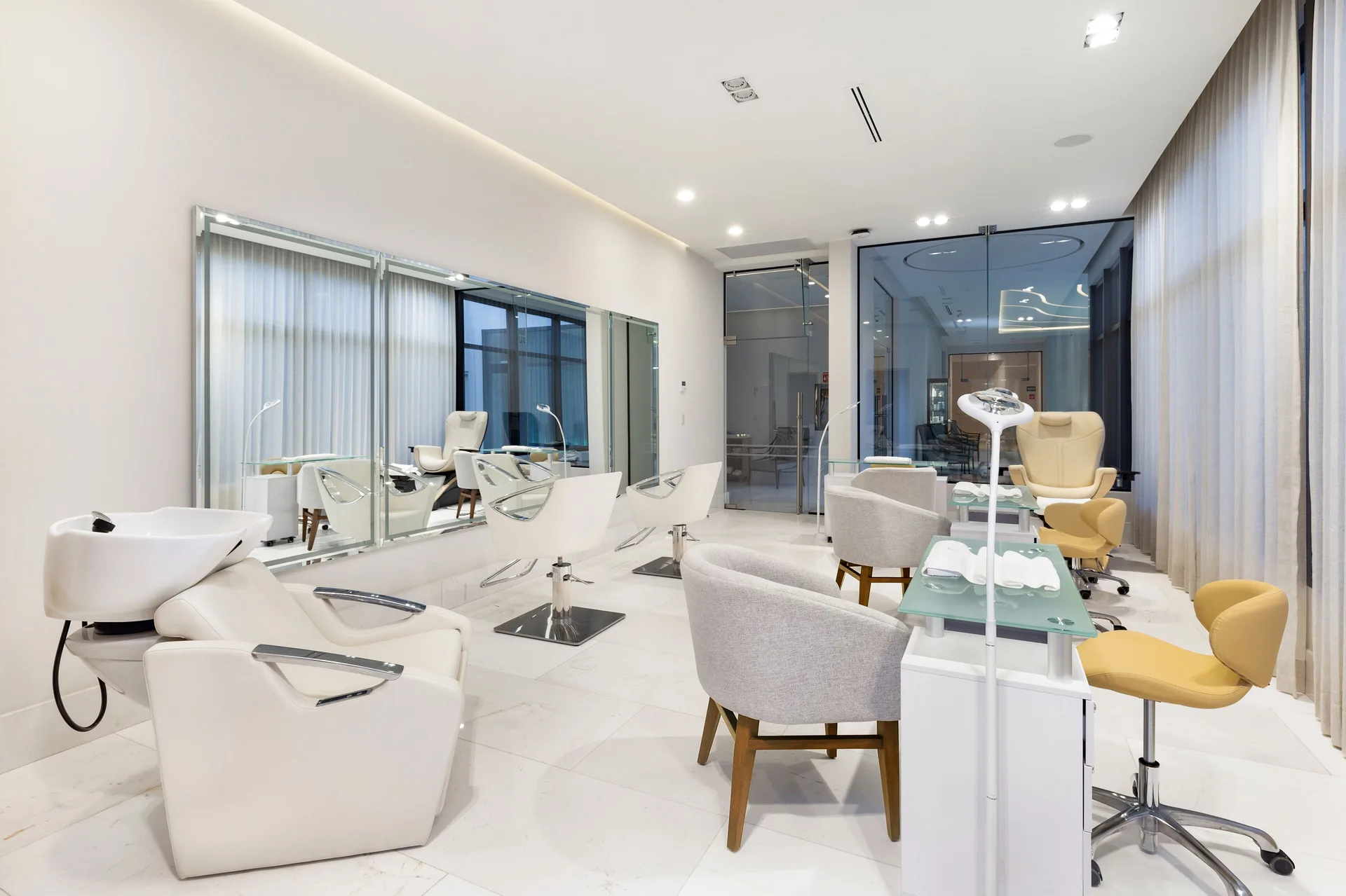 Salon stations and wash chairs at Villa La Valencia Los Cabos Beach Resort & Spa.
