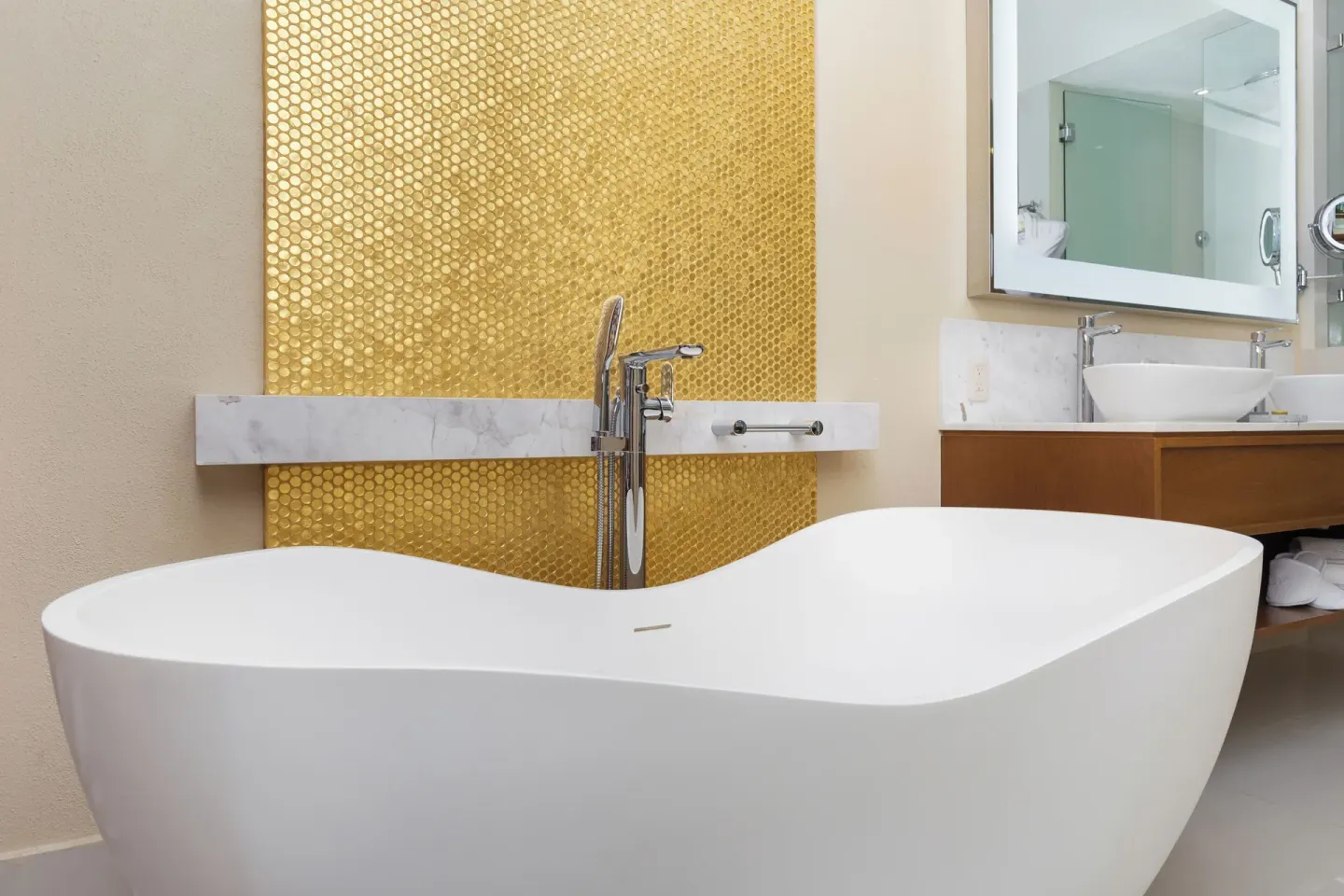 Freestanding tub in a Deluxe Studio bathroom at Villa La Valencia Los Cabos Beach Resort & Spa.