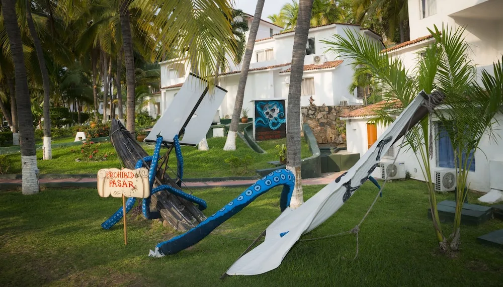 Pirate ship play structure on the lawn at Vista Playa de Oro Manzanillo.