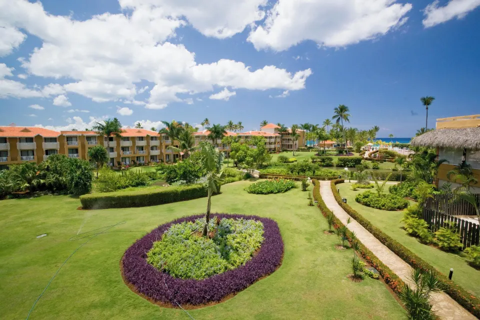 Resort garden and distant ocean view from Viva Dominicus Palace.