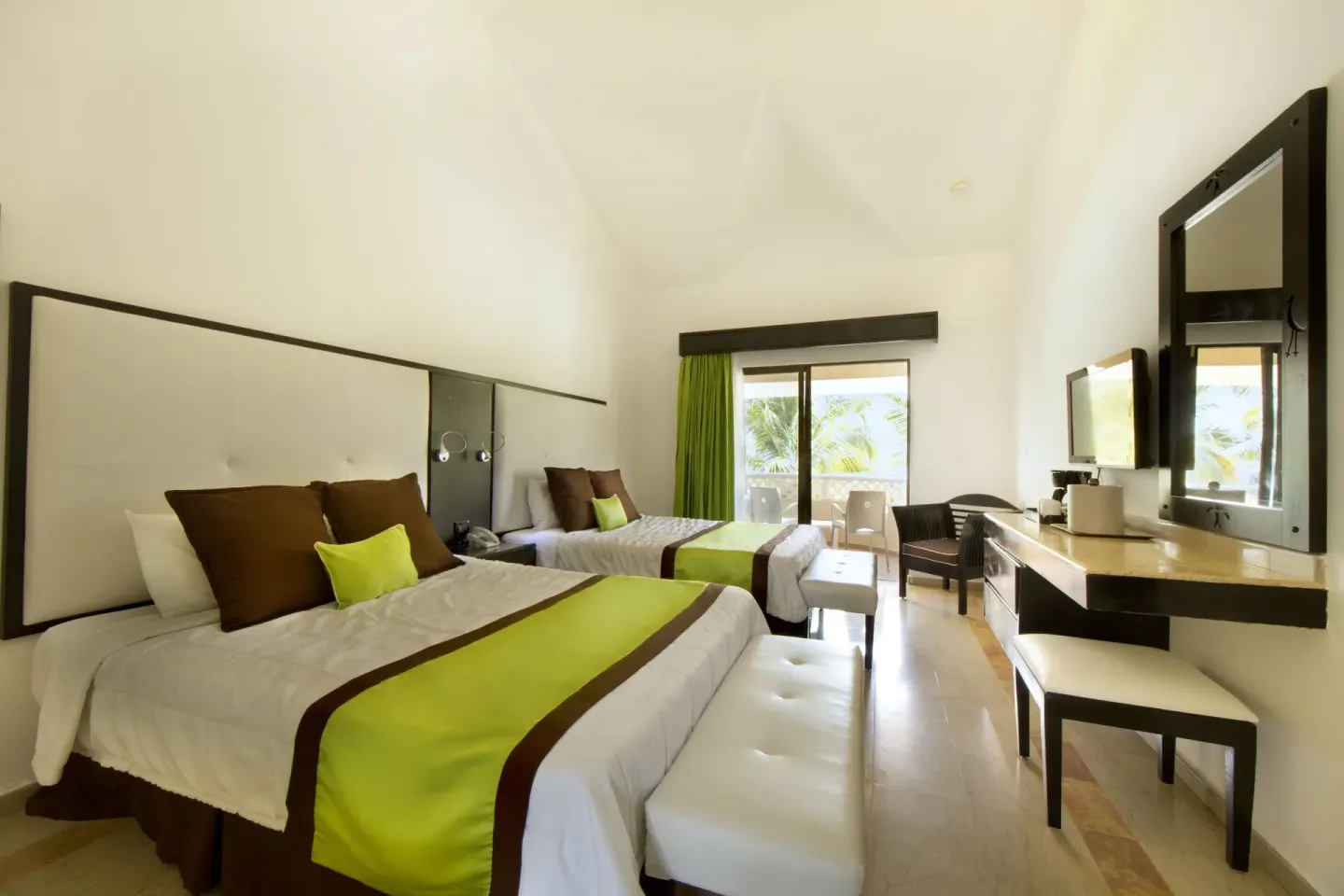 Superior Ocean View room with two beds and balcony at Viva Dominicus Palace.