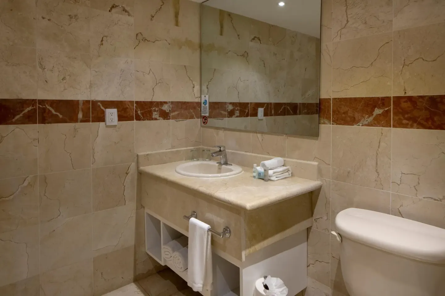 Junior Amnesia Suite bathroom vanity and toilet at Viva Heavens.