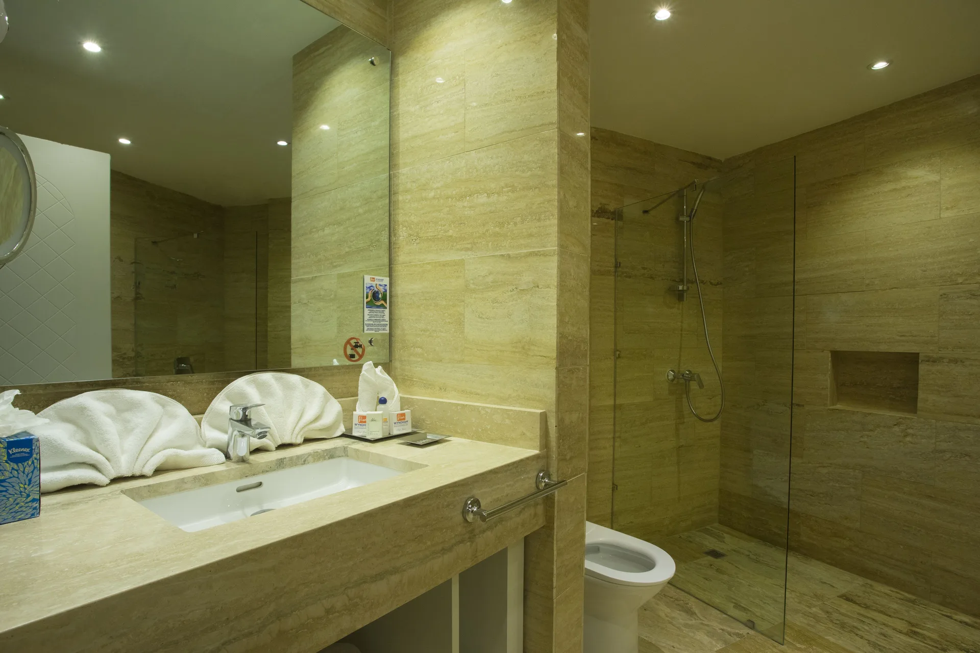 Superior Garden View Room bathroom with vanity and walk-in shower at Viva Tangerine.