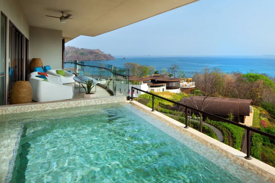 Suite balcony plunge pool overlooking the ocean at W Costa Rica - Reserva Conchal.