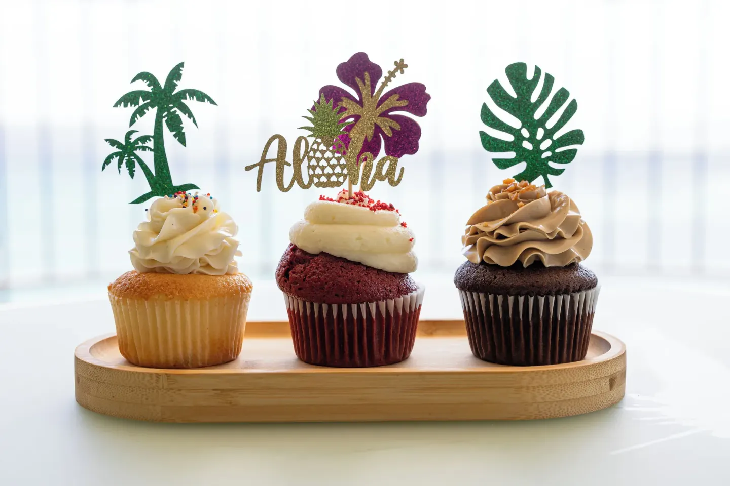 Aloha cupcakes on a tray at Waikiki Beach Marriott Resort & Spa.