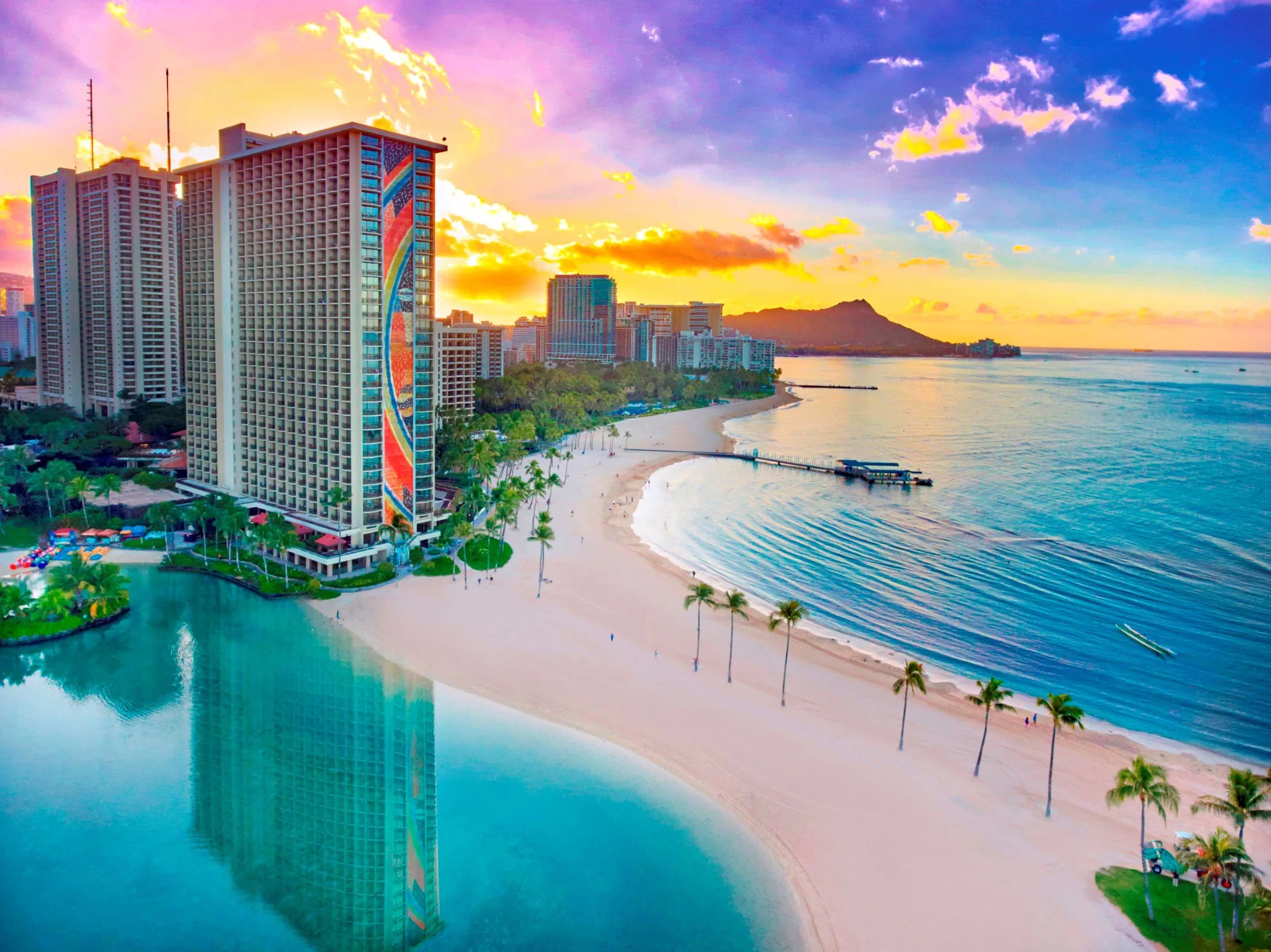 Hilton Hawaiian Village Waikiki beachfront resort with lagoon, pools and family-friendly tower setting