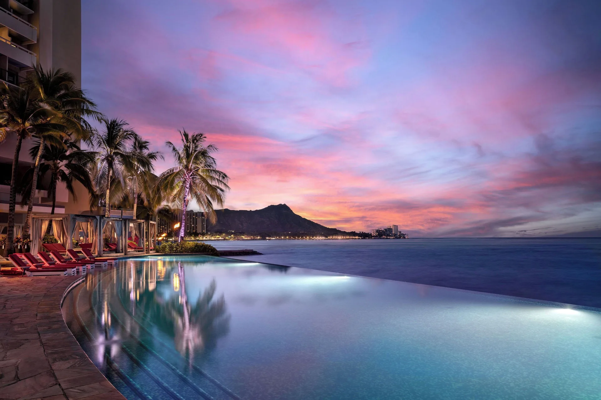 Sheraton Waikiki Beach oceanfront resort with infinity pool and Diamond Head views