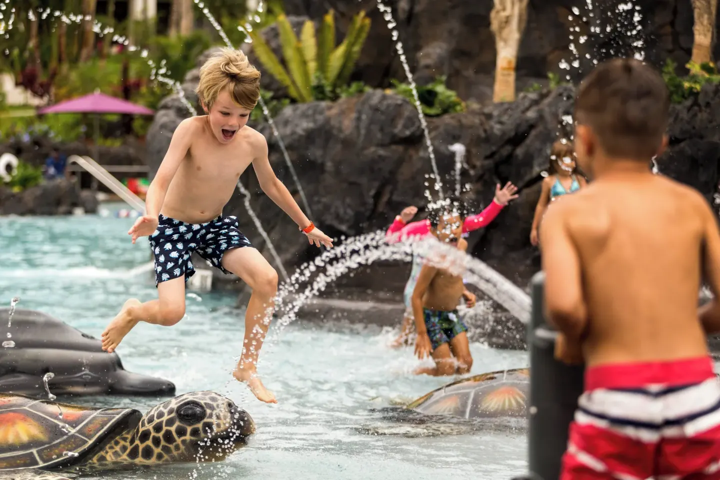 Children playing in a splash pool at Wailea Beach Resort - Marriott, Maui.