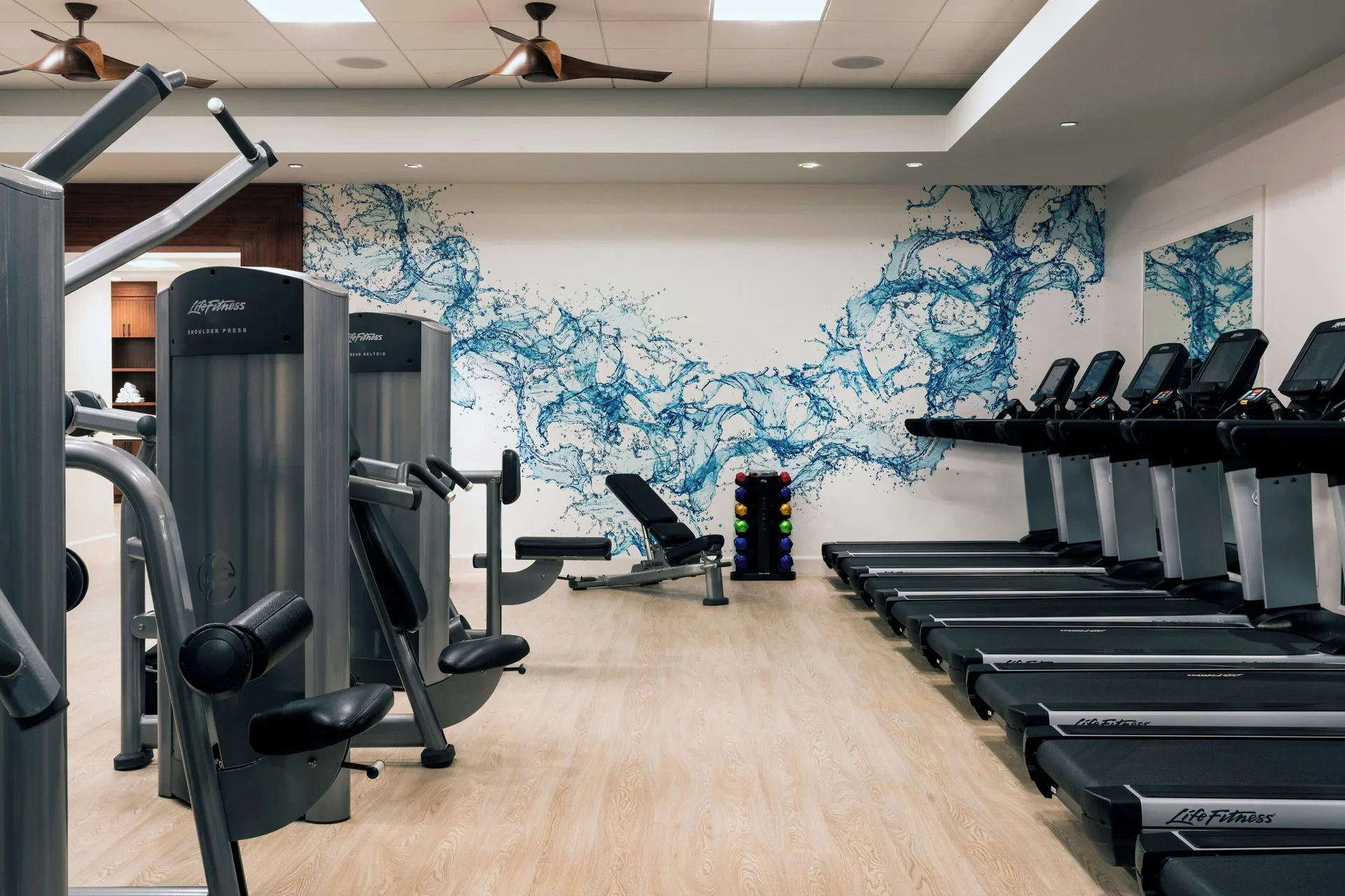 Fitness center with treadmills and strength machines at Wailea Beach Resort - Marriott, Maui.