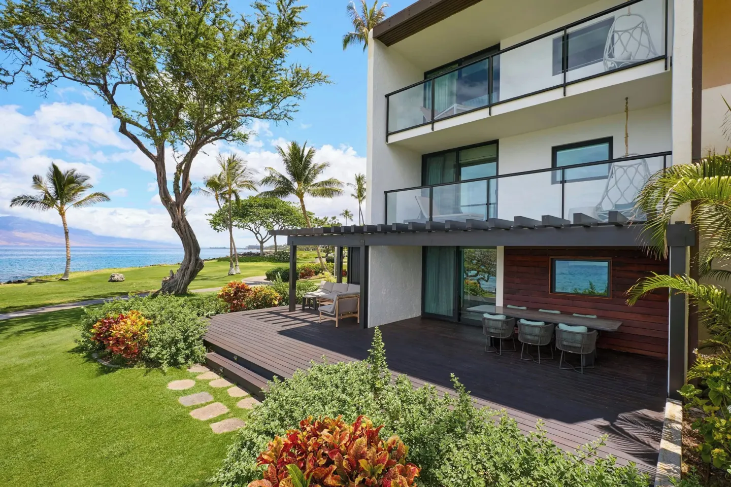 Oceanfront suite terrace and balconies at Wailea Beach Resort - Marriott, Maui.