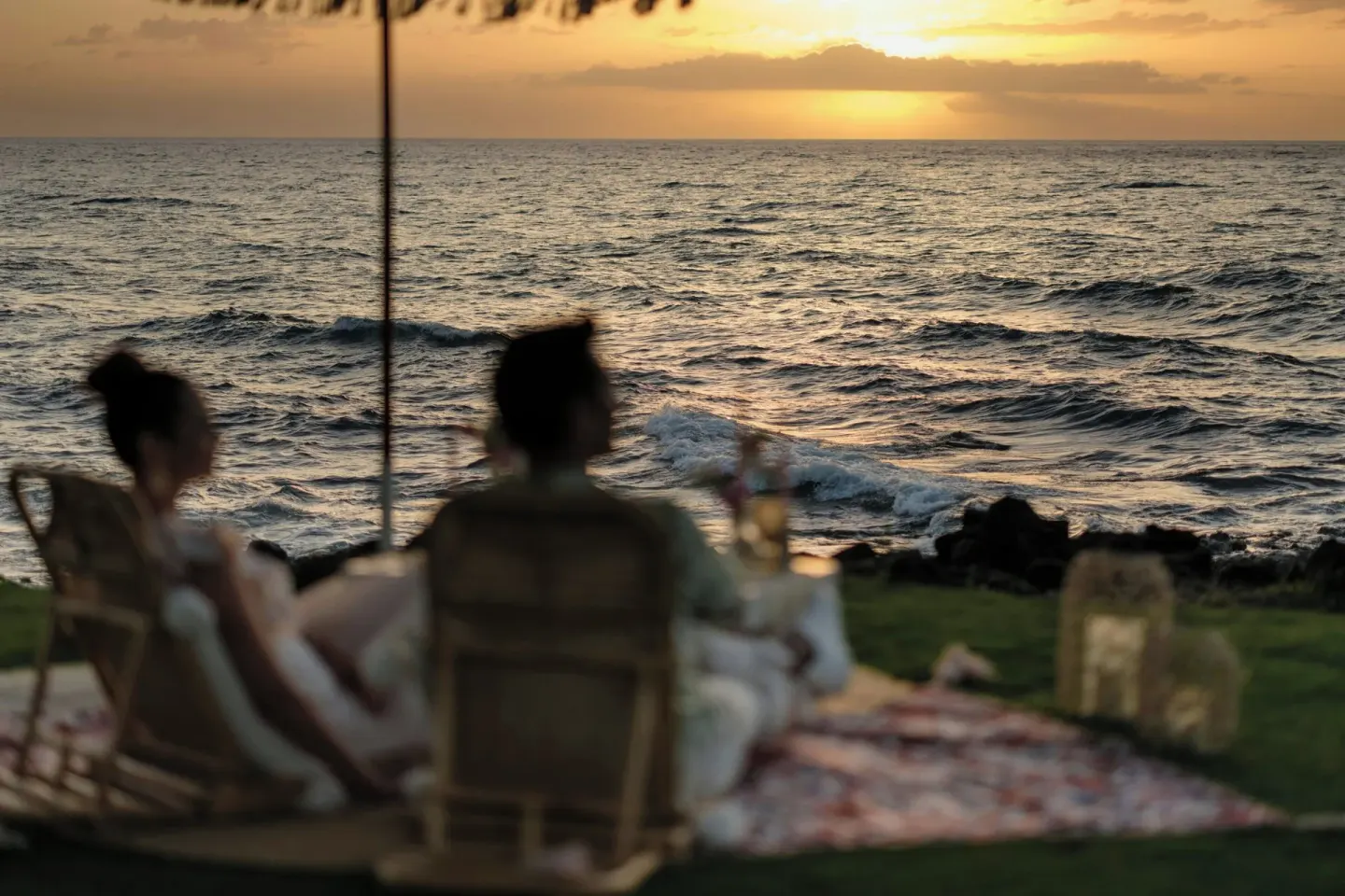 Oceanfront picnic at sunset at Wailea Beach Resort - Marriott, Maui.