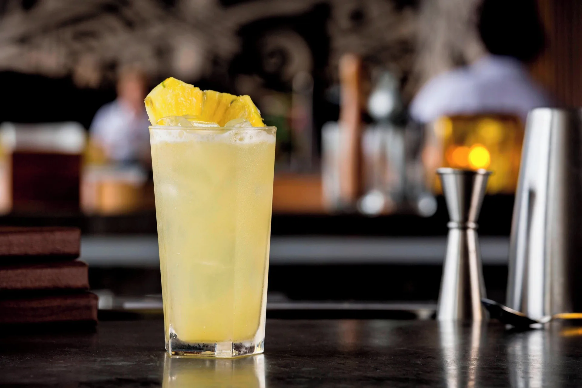 Pineapple-garnished cocktail on a bar at Wailea Beach Resort - Marriott, Maui.