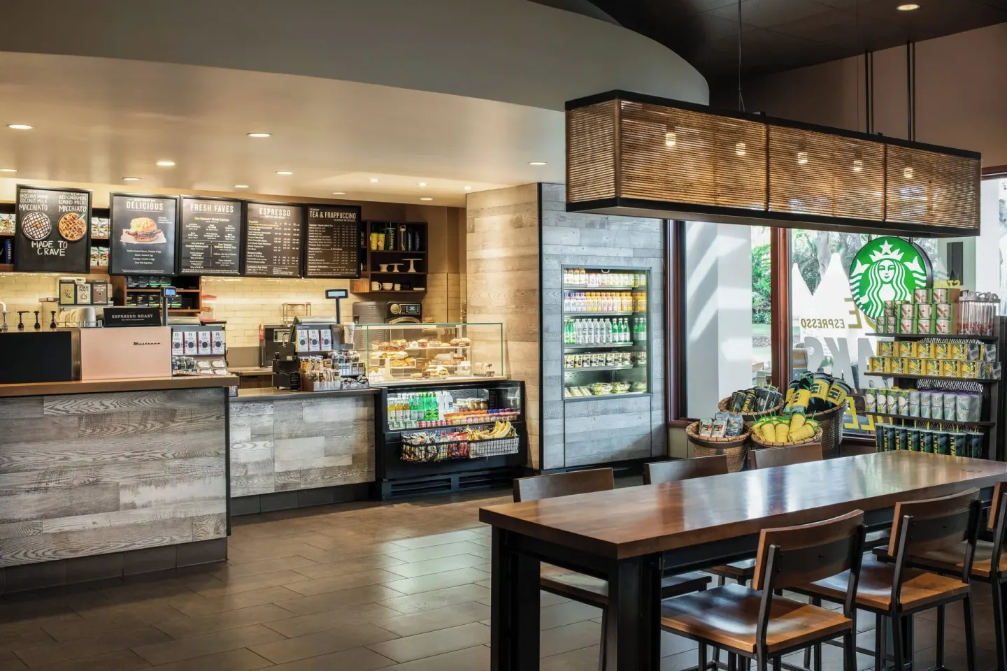 Starbucks cafe counter and seating at Wailea Beach Resort - Marriott, Maui.