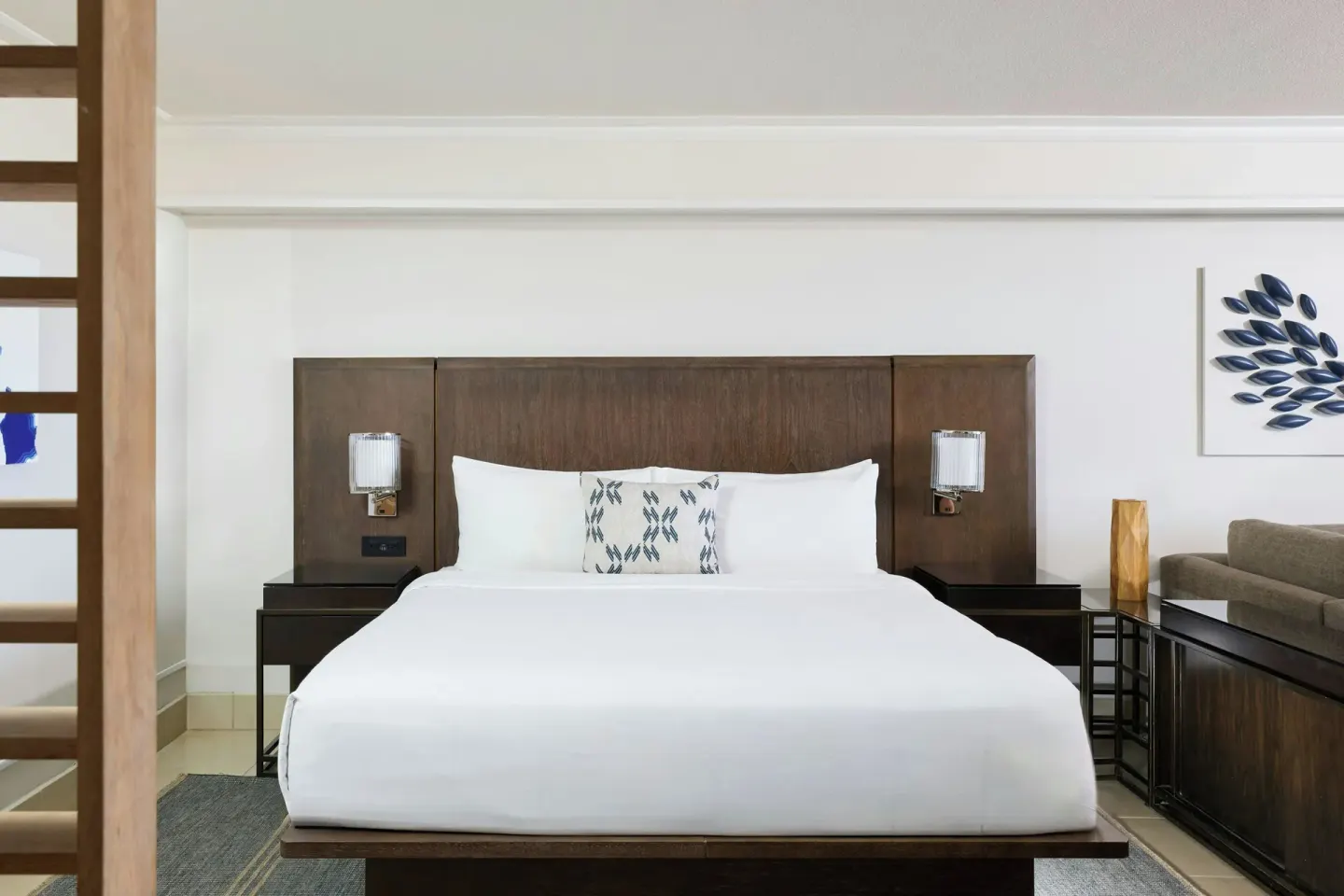 King bed in an oceanfront junior suite at Wailea Beach Resort - Marriott, Maui.