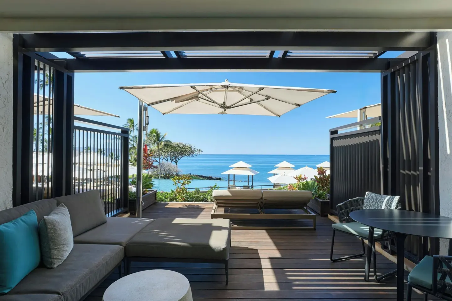 Premium ground-floor sundeck seating faces the ocean at Wailea Beach Resort - Marriott, Maui.