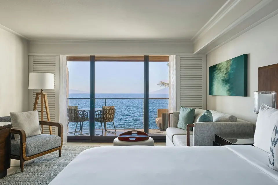 Oceanfront king guest room with balcony at Wailea Beach Resort - Marriott, Maui.
