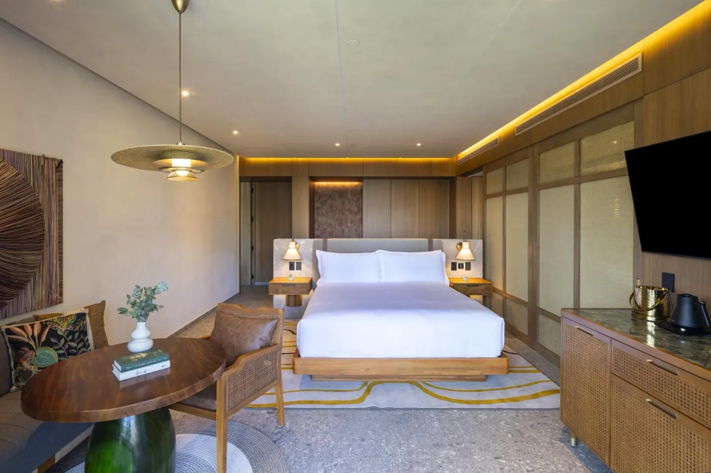Bahia View 1 Room with king bed and seating at Waldorf Astoria Costa Rica Punta Cacique.