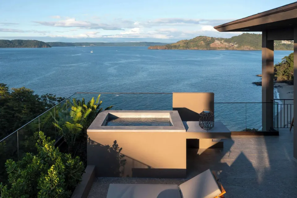 Private plunge pool and bay view at Waldorf Astoria Costa Rica Punta Cacique.