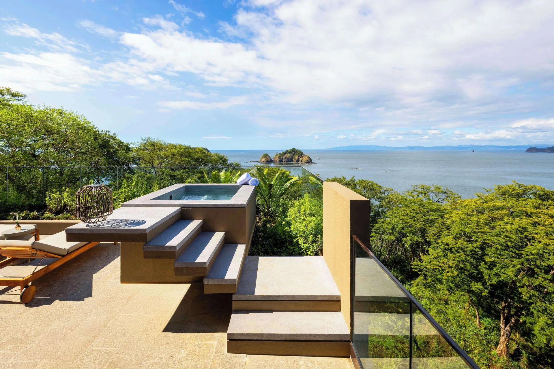 Ocean-view suite terrace with plunge pool at Waldorf Astoria Costa Rica Punta Cacique.