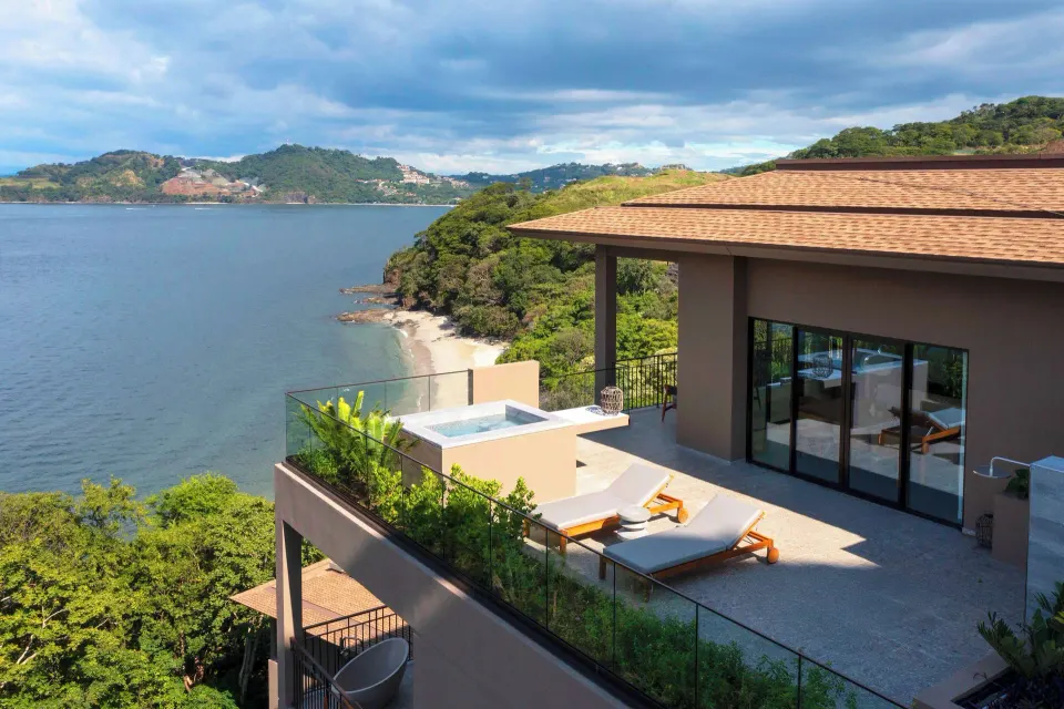 Suite terrace with plunge pool above the beach at Waldorf Astoria Costa Rica Punta Cacique.