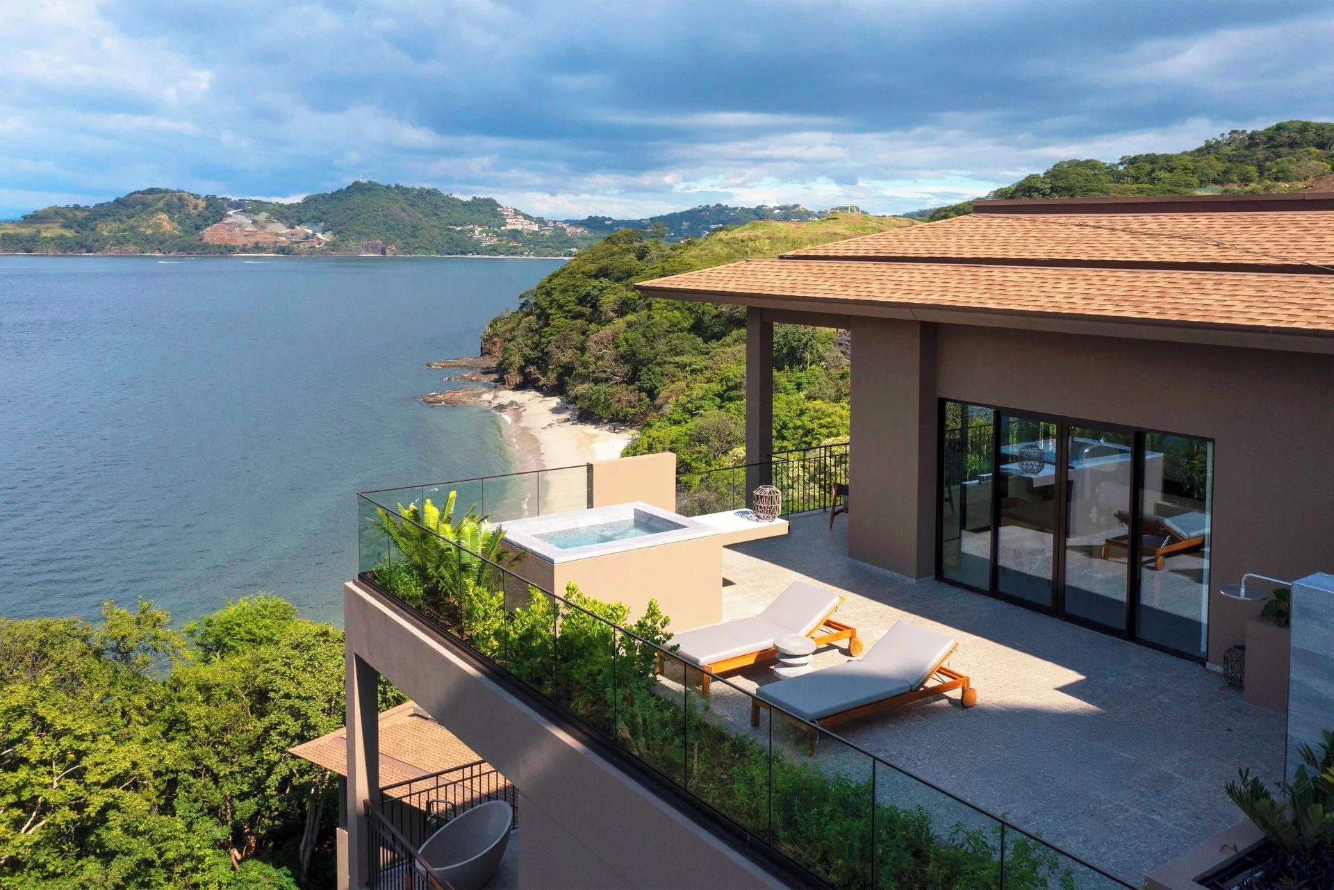 Suite terrace with plunge pool above the beach at Waldorf Astoria Costa Rica Punta Cacique.