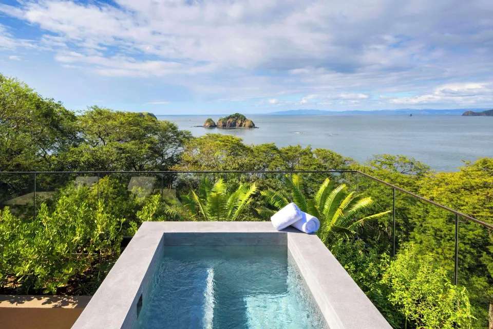 Plunge pool overlooking the ocean in an Ocean 1 suite at Waldorf Astoria Costa Rica Punta Cacique.