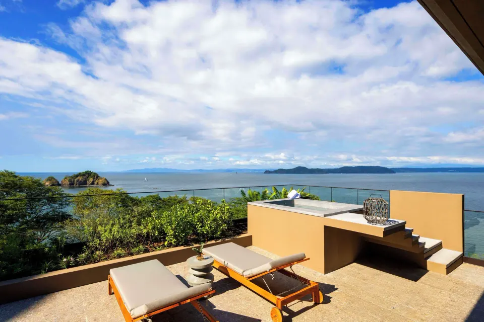 Ocean 1 One Bedroom Suite terrace with plunge pool at Waldorf Astoria Costa Rica Punta Cacique.