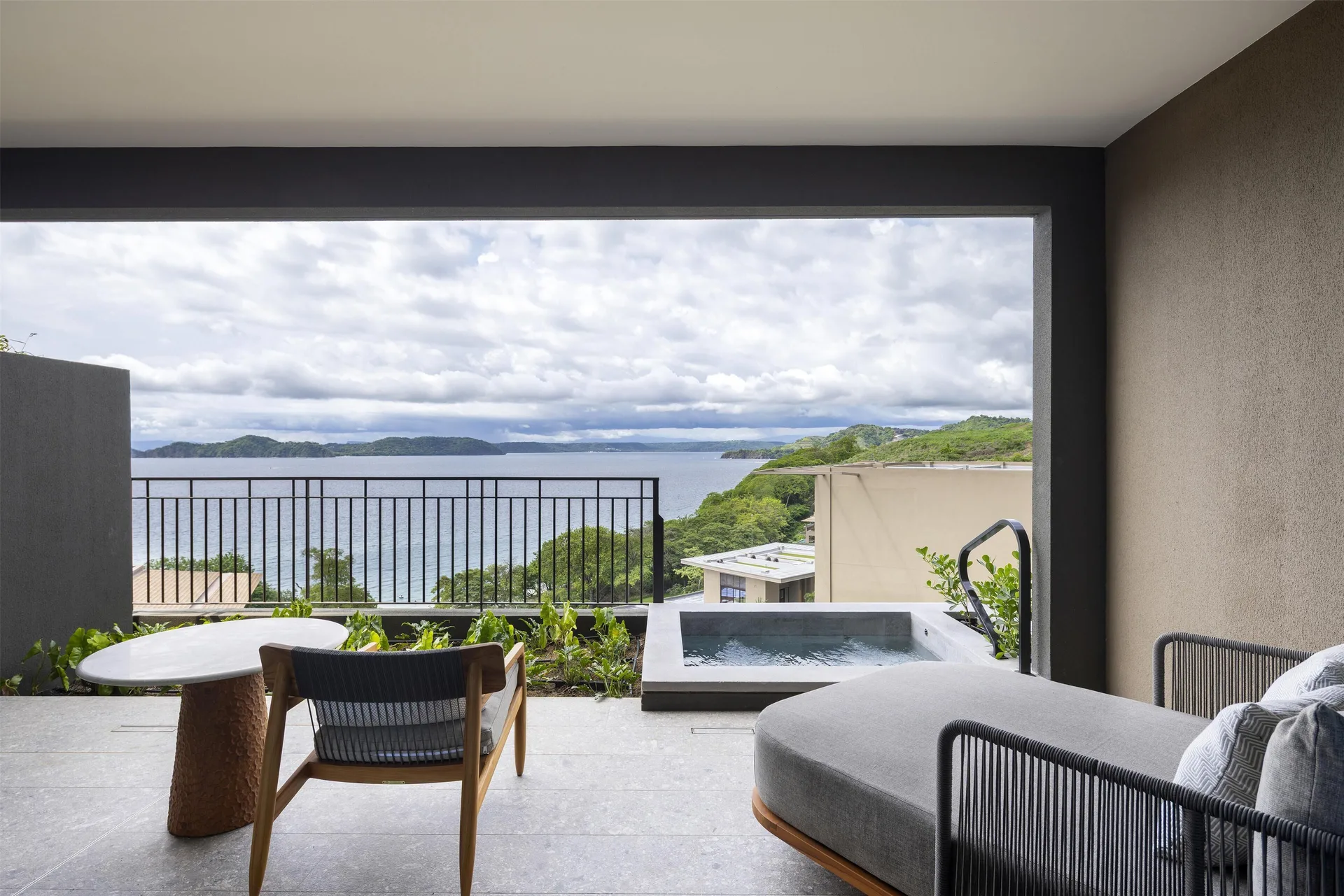 Ocean View 1 Room terrace with plunge pool and bay view at Waldorf Astoria Costa Rica Punta Cacique.