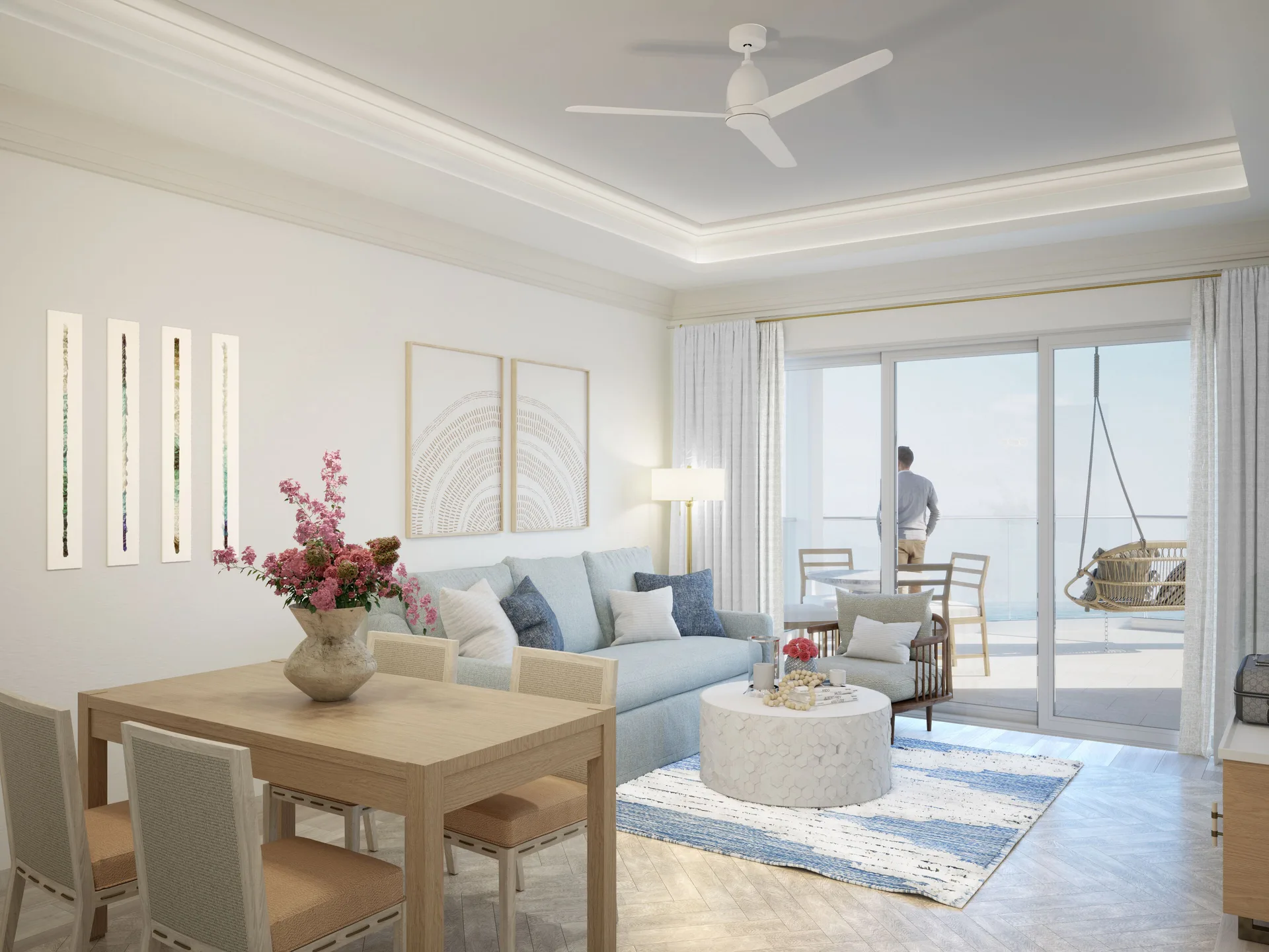 Junior Suite living area and beachfront terrace at Windsong on the Reef.